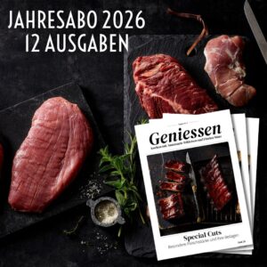 Geniessen Jahresabo 2026 (12 Ausgaben) – inkl. Jahresrezeptbuch 2026