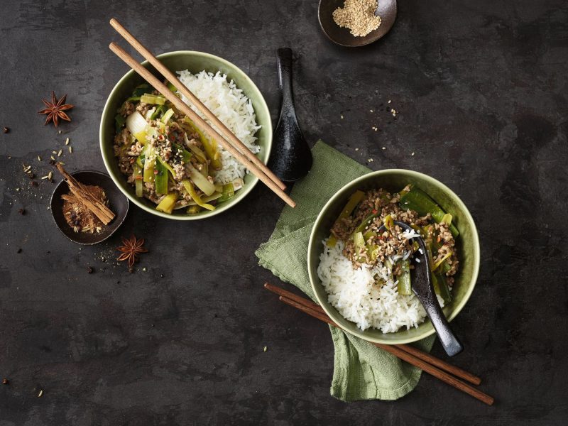 Asia-Lauch mit Hackfleisch